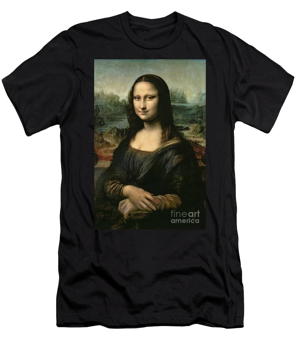 Mona T-Shirt featuring the painting Mona Lisa by Leonardo da Vinci