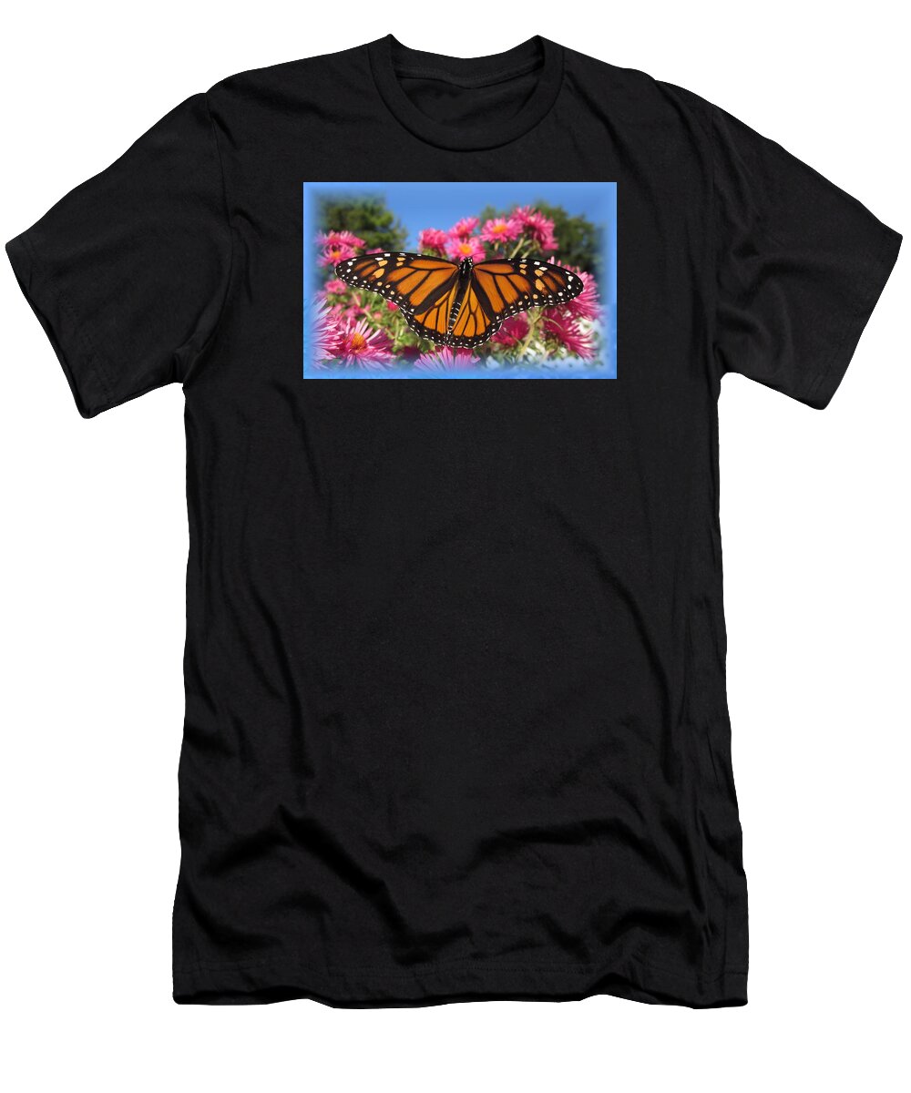 Monarch T-Shirt featuring the photograph Monarch Wings on Blue by MTBobbins Photography