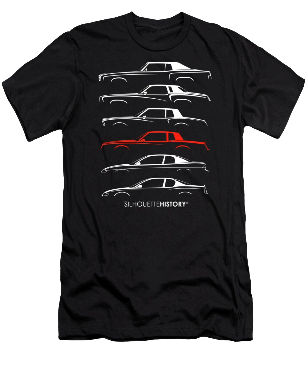 Amercan Car T-Shirt featuring the digital art Monte Carlo Sport SilhouetteHistory by Gabor Vida
