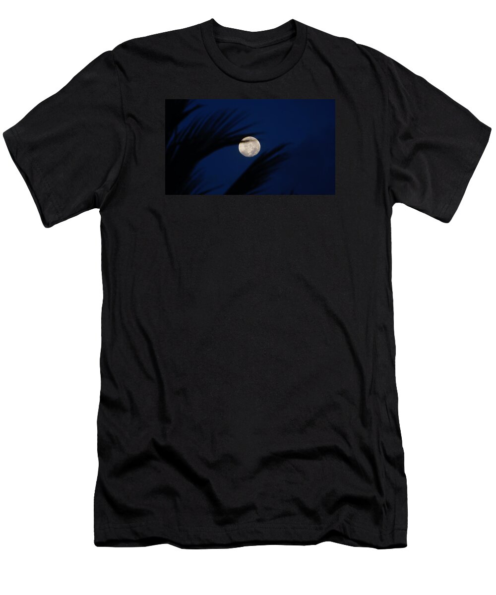 Moon T-Shirt featuring the photograph Moon Palm Fronds by Lawrence S Richardson Jr