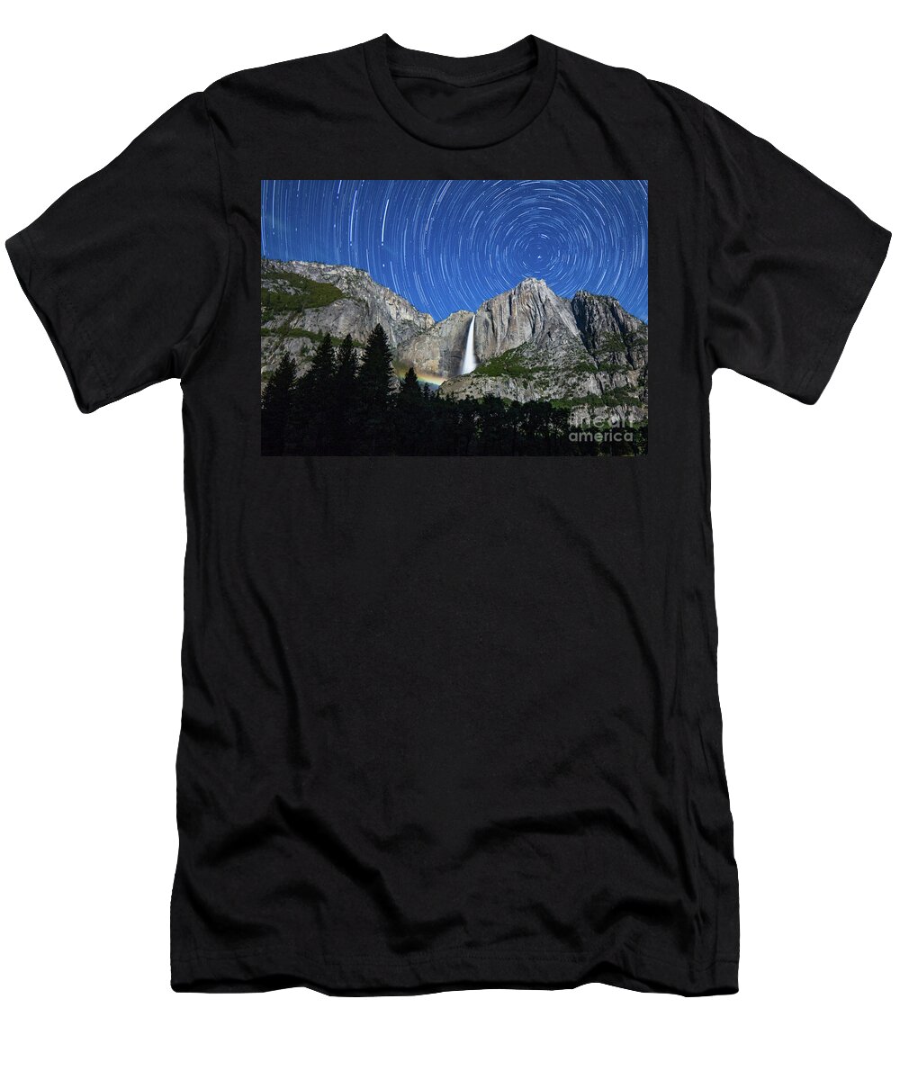 Moonbow T-Shirt featuring the photograph Moonbow and Startrails by Brandon Bonafede