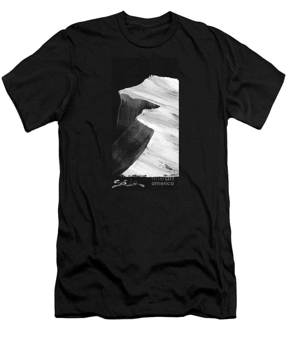 Black And White Painting Paintings T-Shirt featuring the painting Mountain Peak 4 by Lidija Ivanek - SiLa