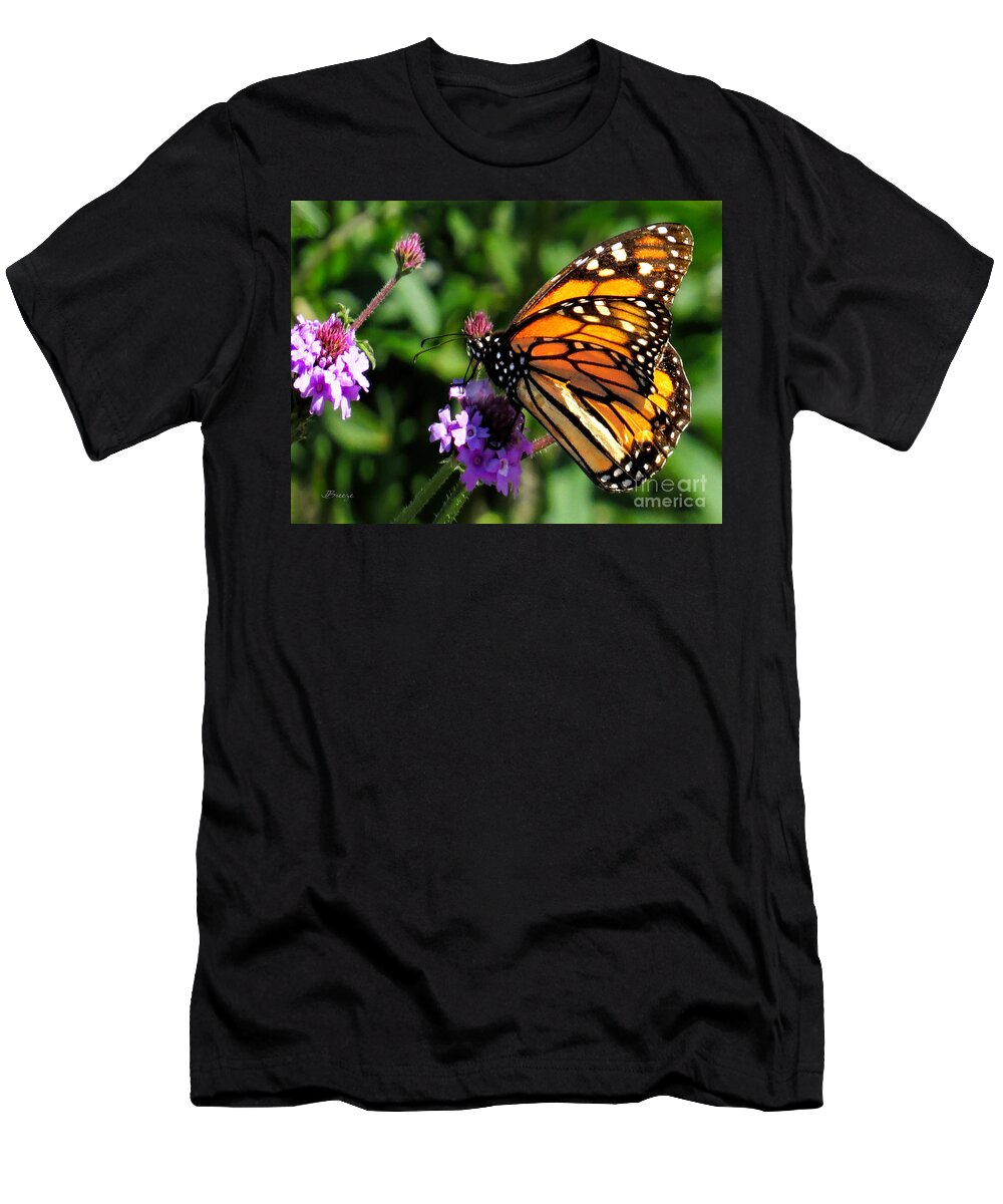 Monarch Butterfly T-Shirt featuring the photograph Munching Monarch by Jennie Breeze