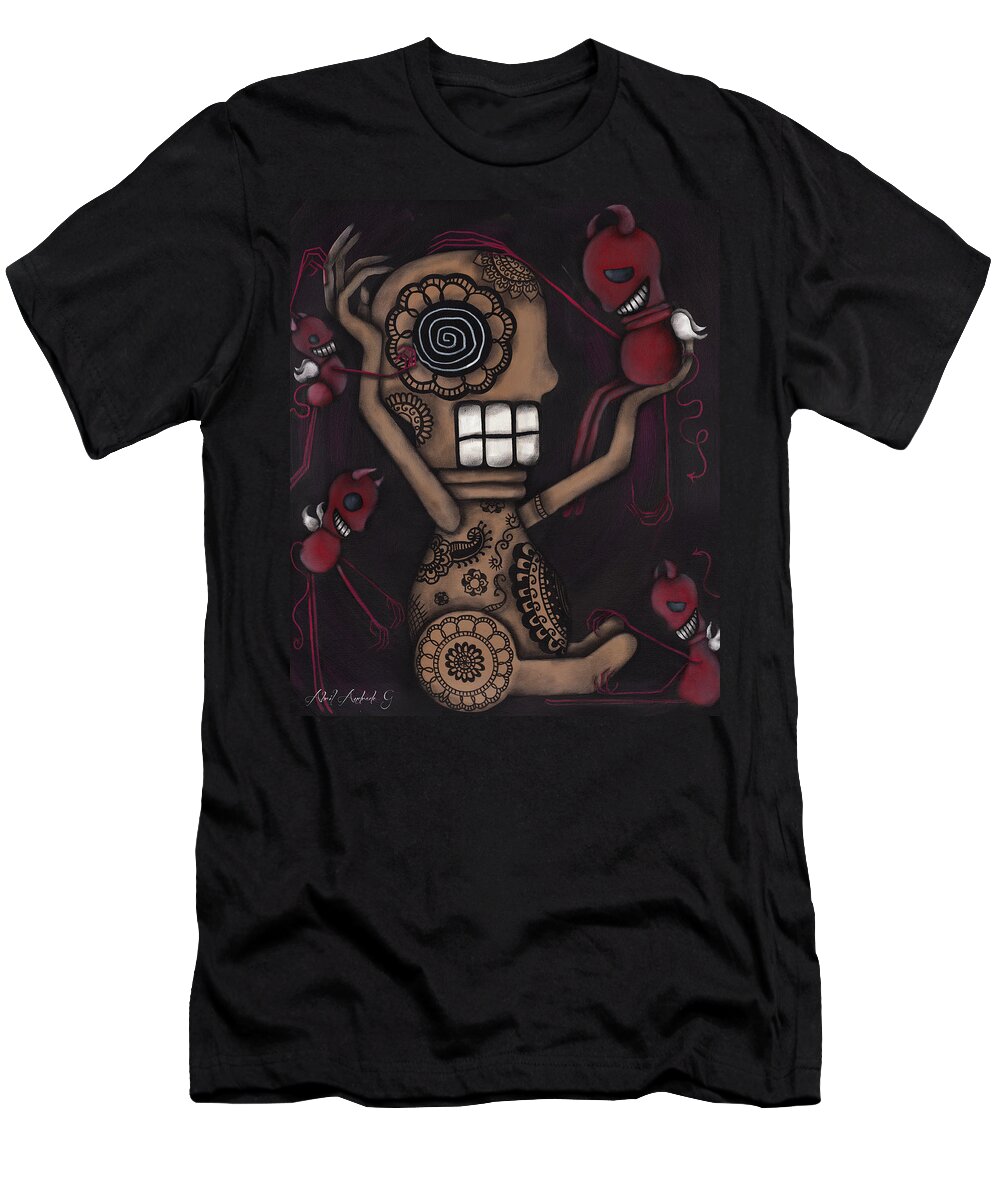 Day Of The Dead T-Shirt featuring the painting My Conscience by Abril Andrade