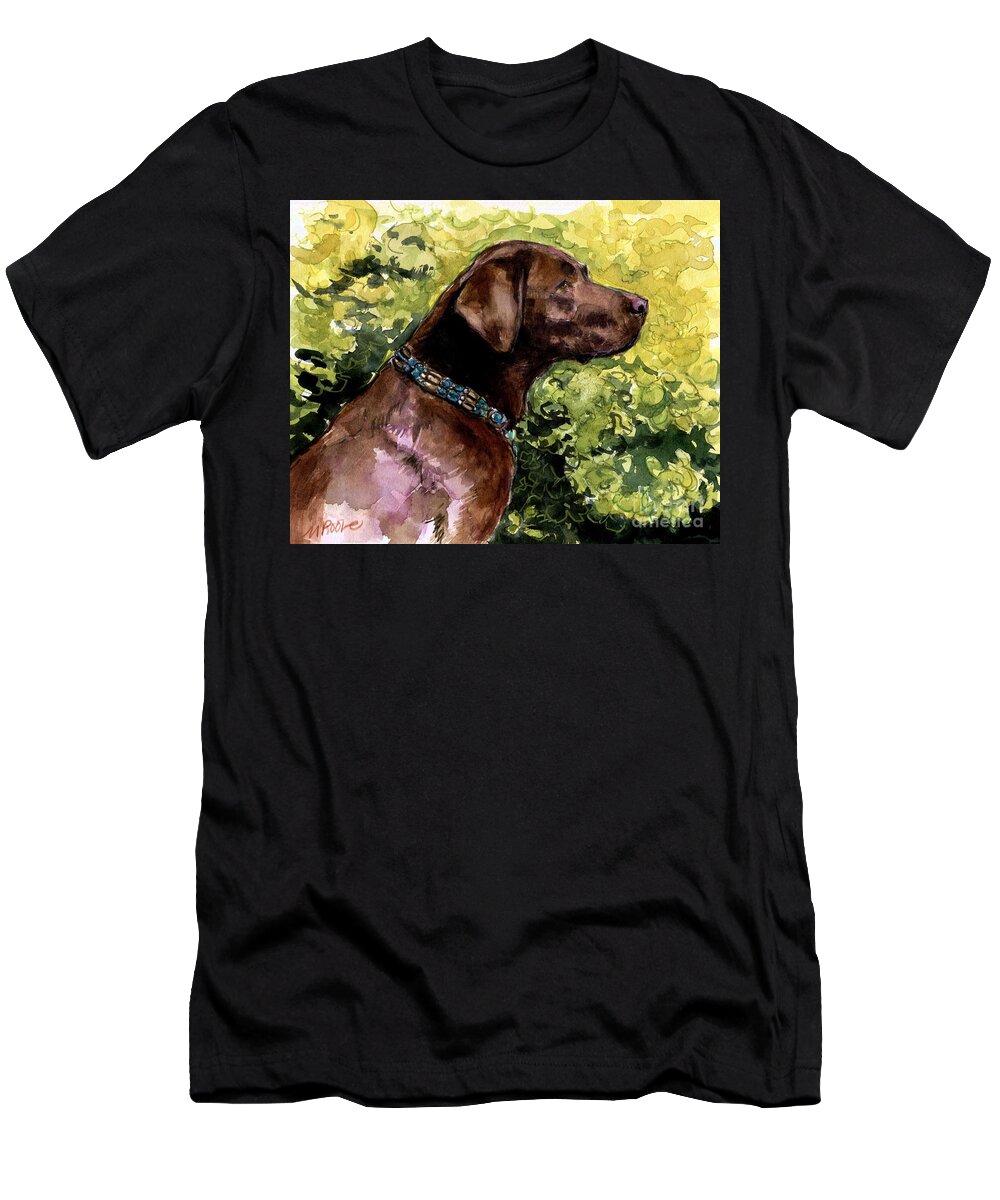 Chocolate Labrador Retriever T-Shirt featuring the painting My Lucky Charm by Molly Poole