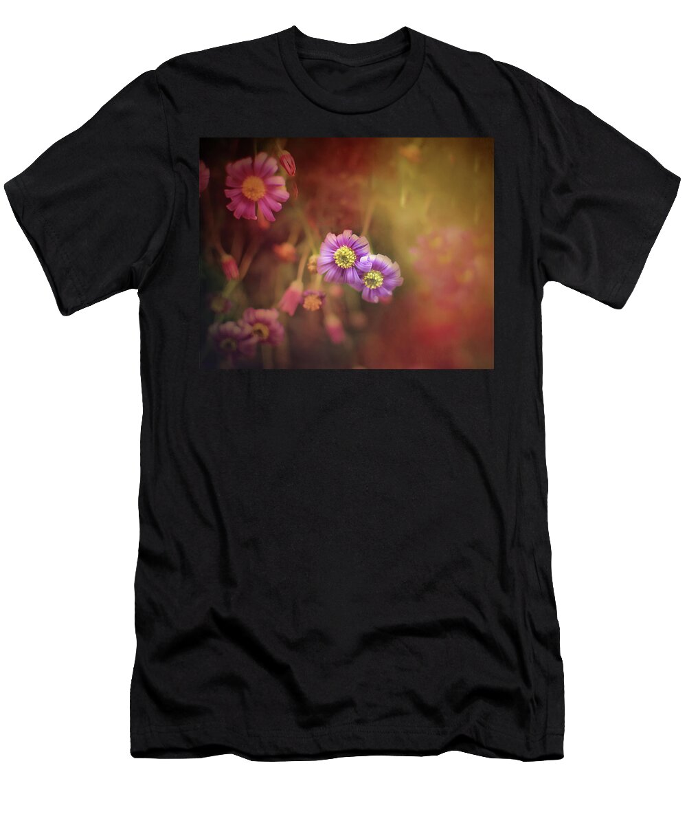 Mystic Flowers T-Shirt featuring the mixed media Mystic Flowers by Gwen Gibson