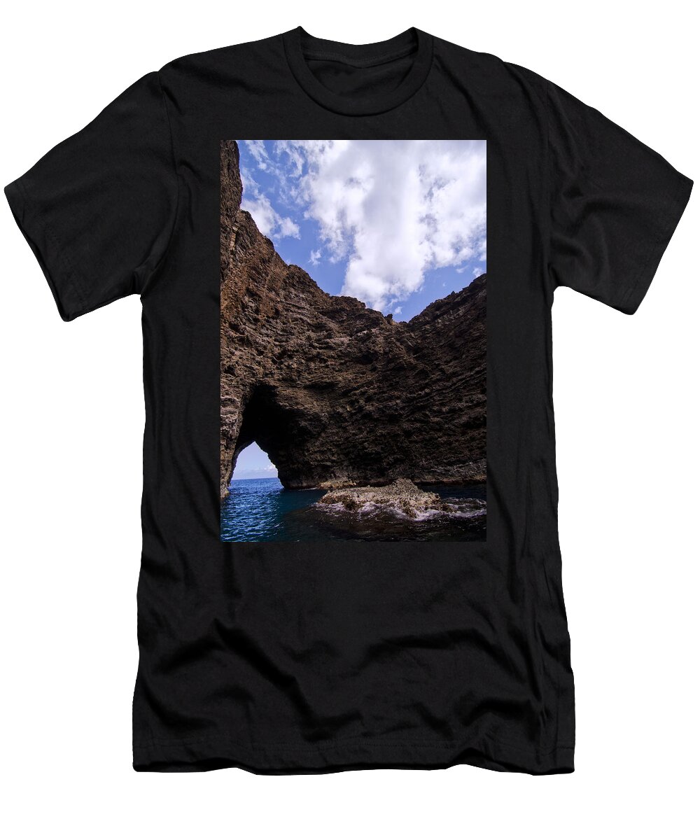 Kauai T-Shirt featuring the photograph Na Pali Coast Sea Cave by Lawrence Knutsson