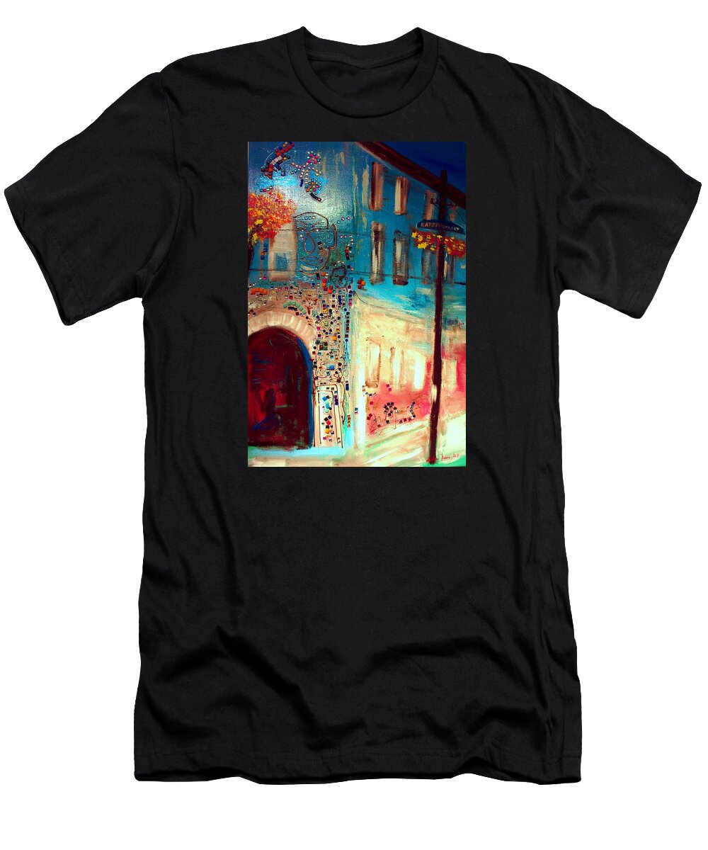  T-Shirt featuring the painting Neighborhood 2 by Lilliana Didovic