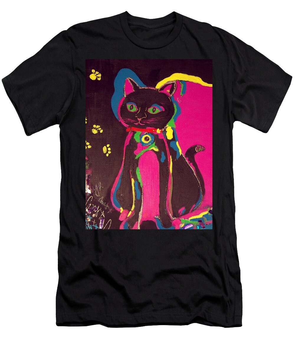  T-Shirt featuring the painting Neon Onyx by Lilliana Didovic