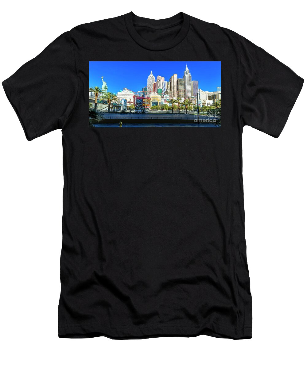 New York New York Casino T-Shirt featuring the photograph New York New York Casino From the East 2 to 1 Ratio by Aloha Art