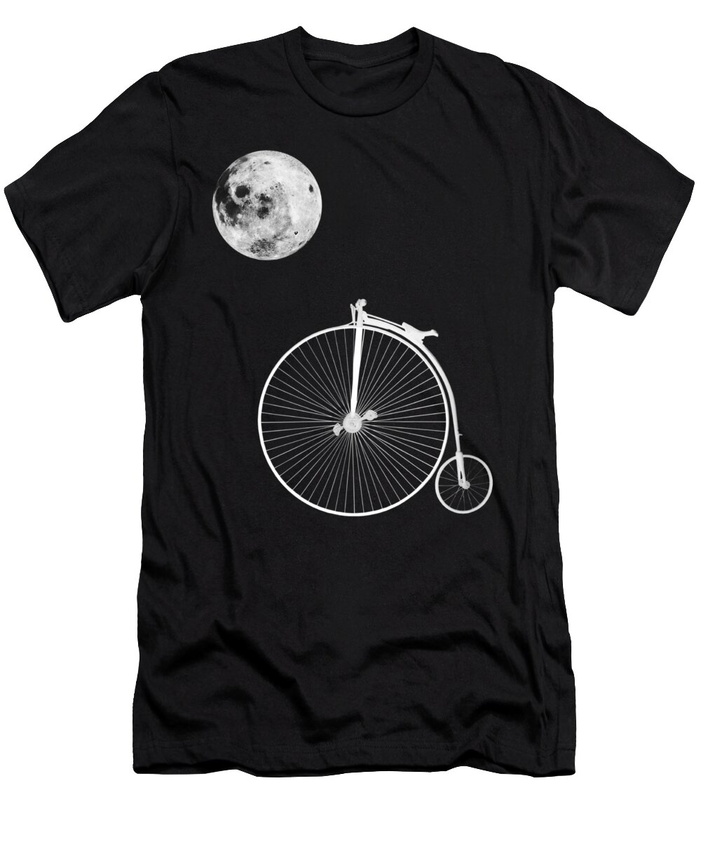 Penny Farthing T-Shirt featuring the photograph Night Rider - Penny Farthing And Moon by Gill Billington