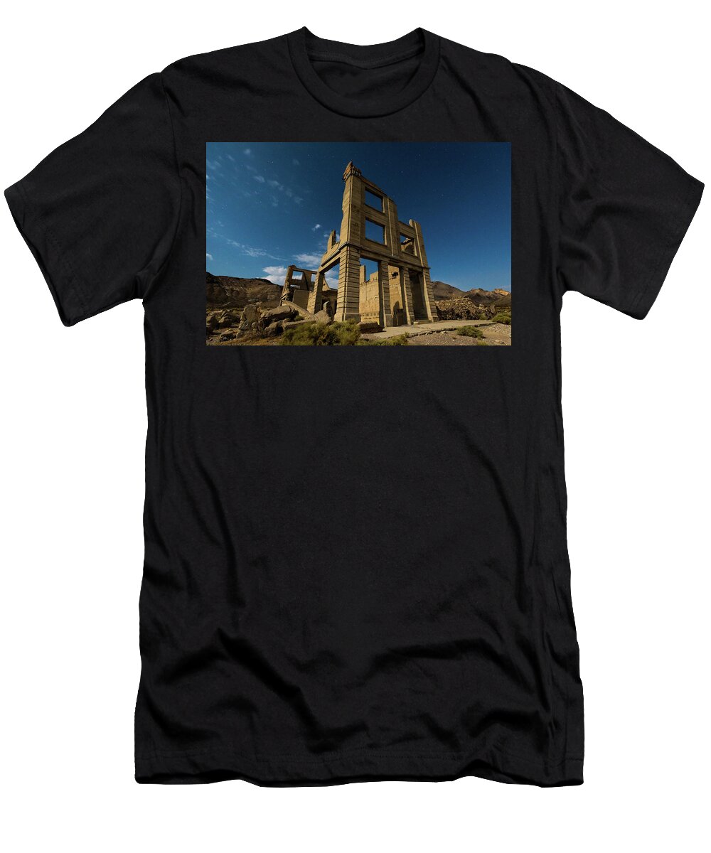 Photosbymch T-Shirt featuring the photograph Night Sky over Rhyolite by M C Hood