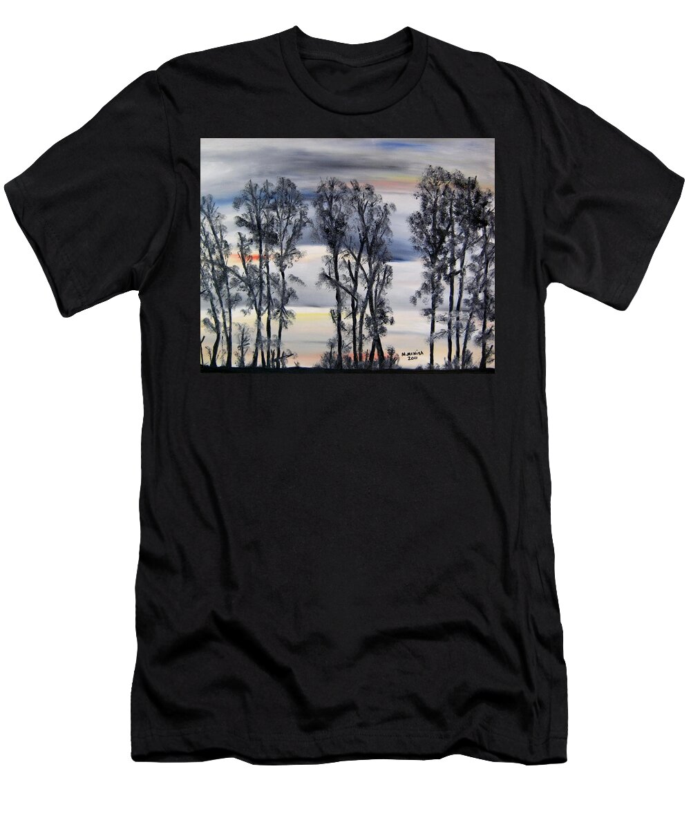 Treeline T-Shirt featuring the painting Nightfall approaching by Marilyn McNish