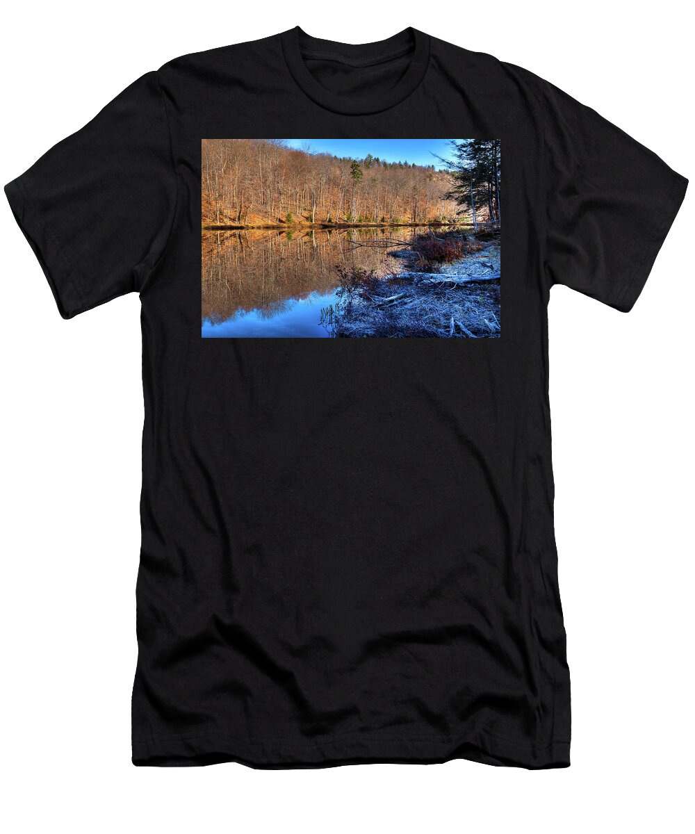 Landscapes T-Shirt featuring the photograph November Reflections - Bald Mountain Pond by David Patterson