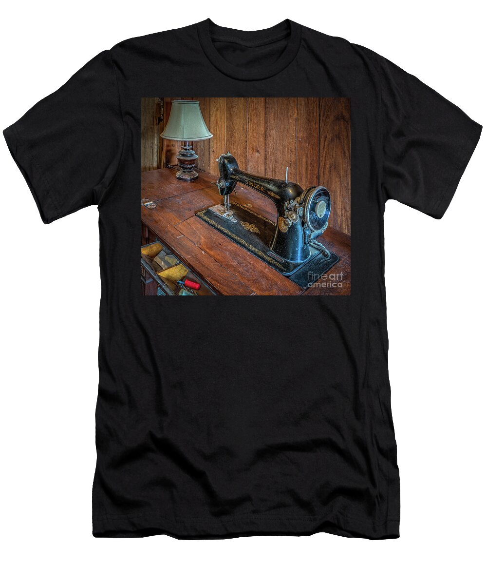 Antique T-Shirt featuring the photograph Old sewing machine by Izet Kapetanovic