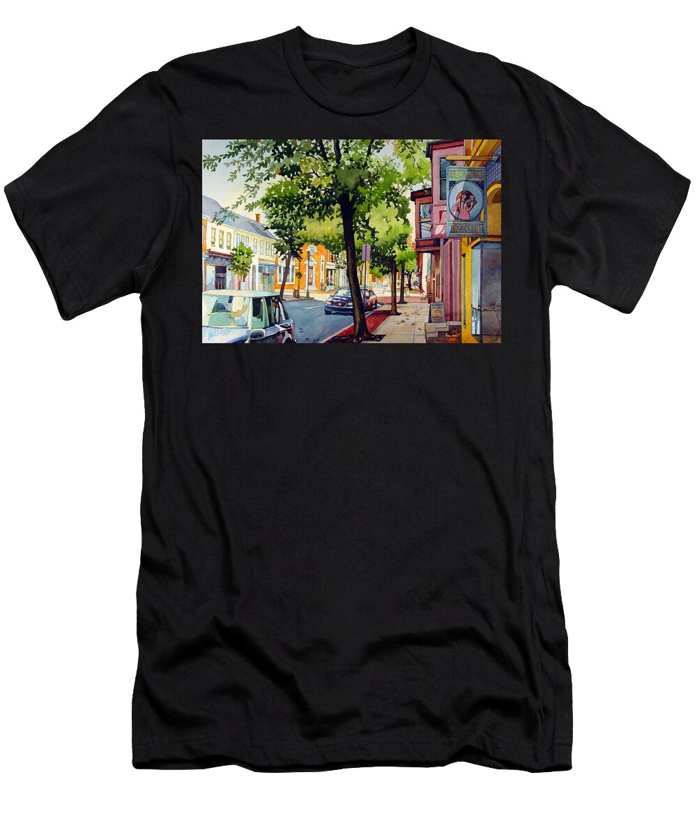Landscape T-Shirt featuring the painting Olde Towne by Mick Williams