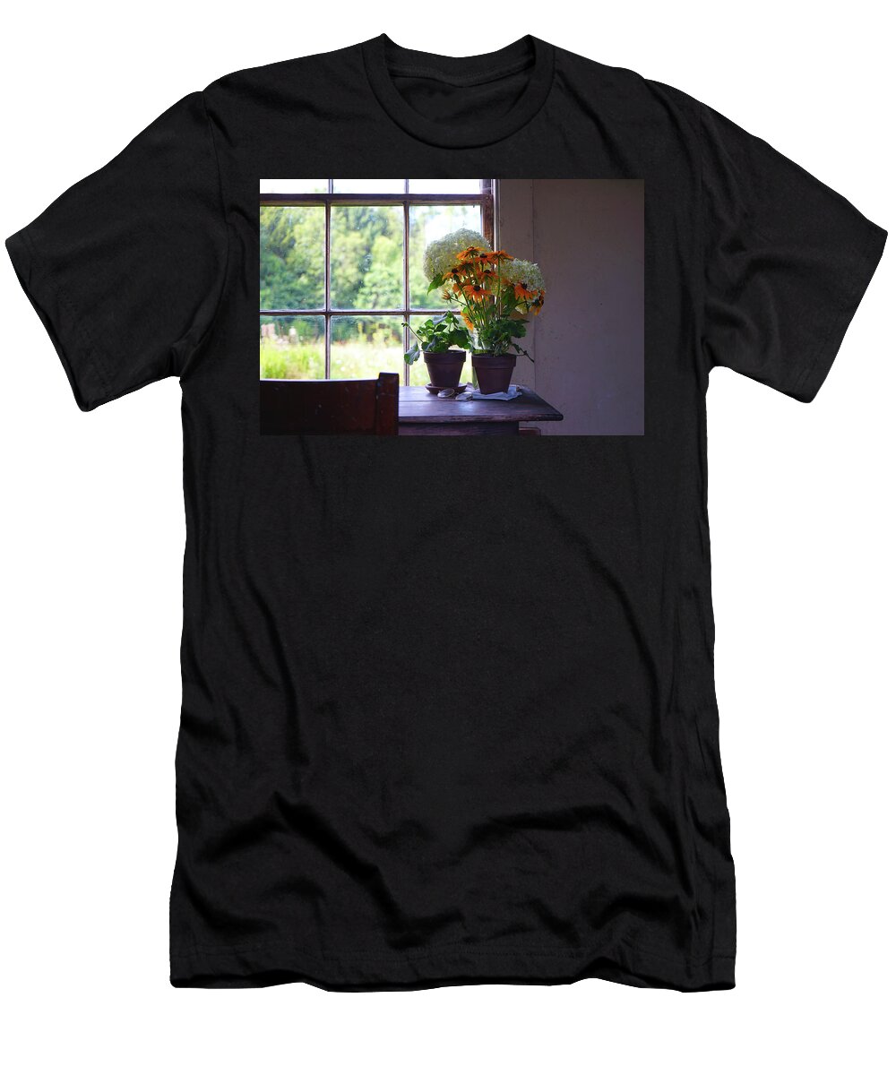 Wyeth T-Shirt featuring the photograph Olson House Flowers on Table by Paul Gaj