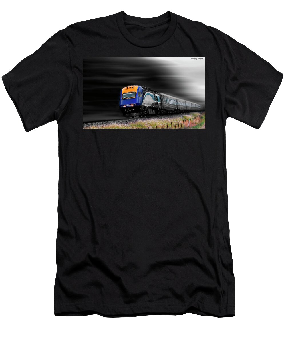 Trains Australia T-Shirt featuring the digital art On the move 01 by Kevin Chippindall