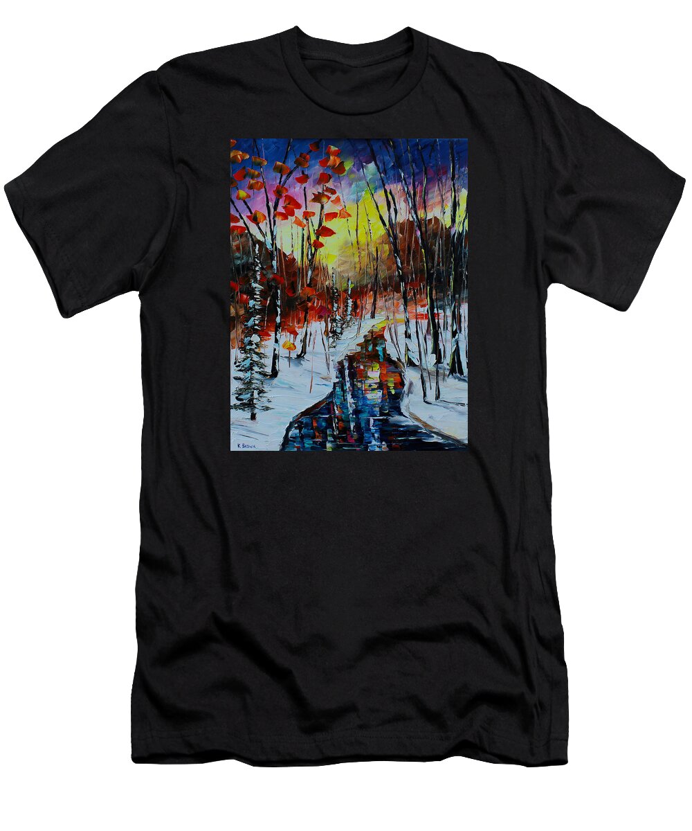 Winter T-Shirt featuring the painting Orange Winter by Kevin Brown