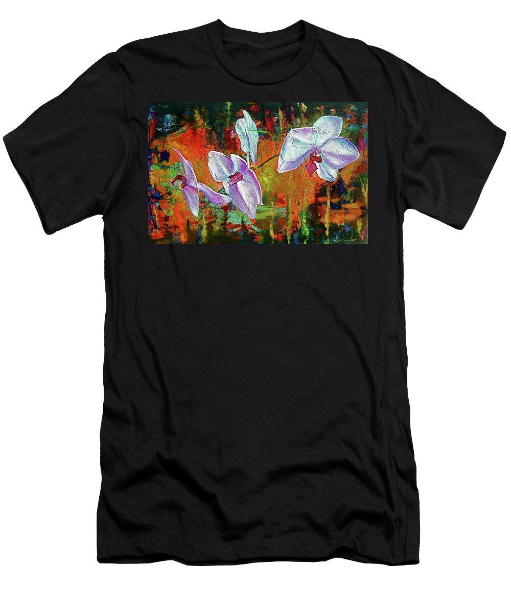 Flowers T-Shirt featuring the painting Orchid A by Laura Pierre-Louis