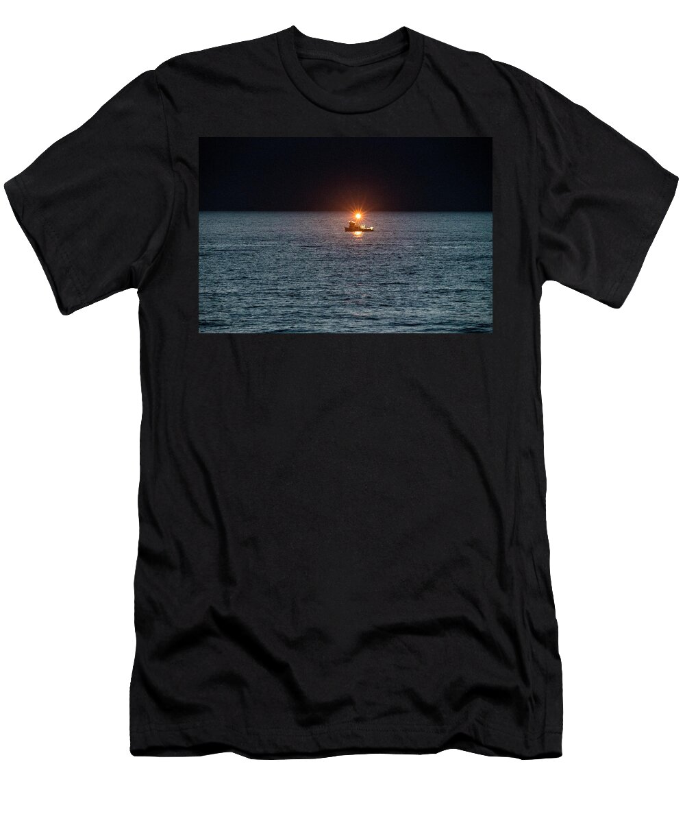 Oregon Coast T-Shirt featuring the photograph Oregon Night Fishing by Tom Singleton