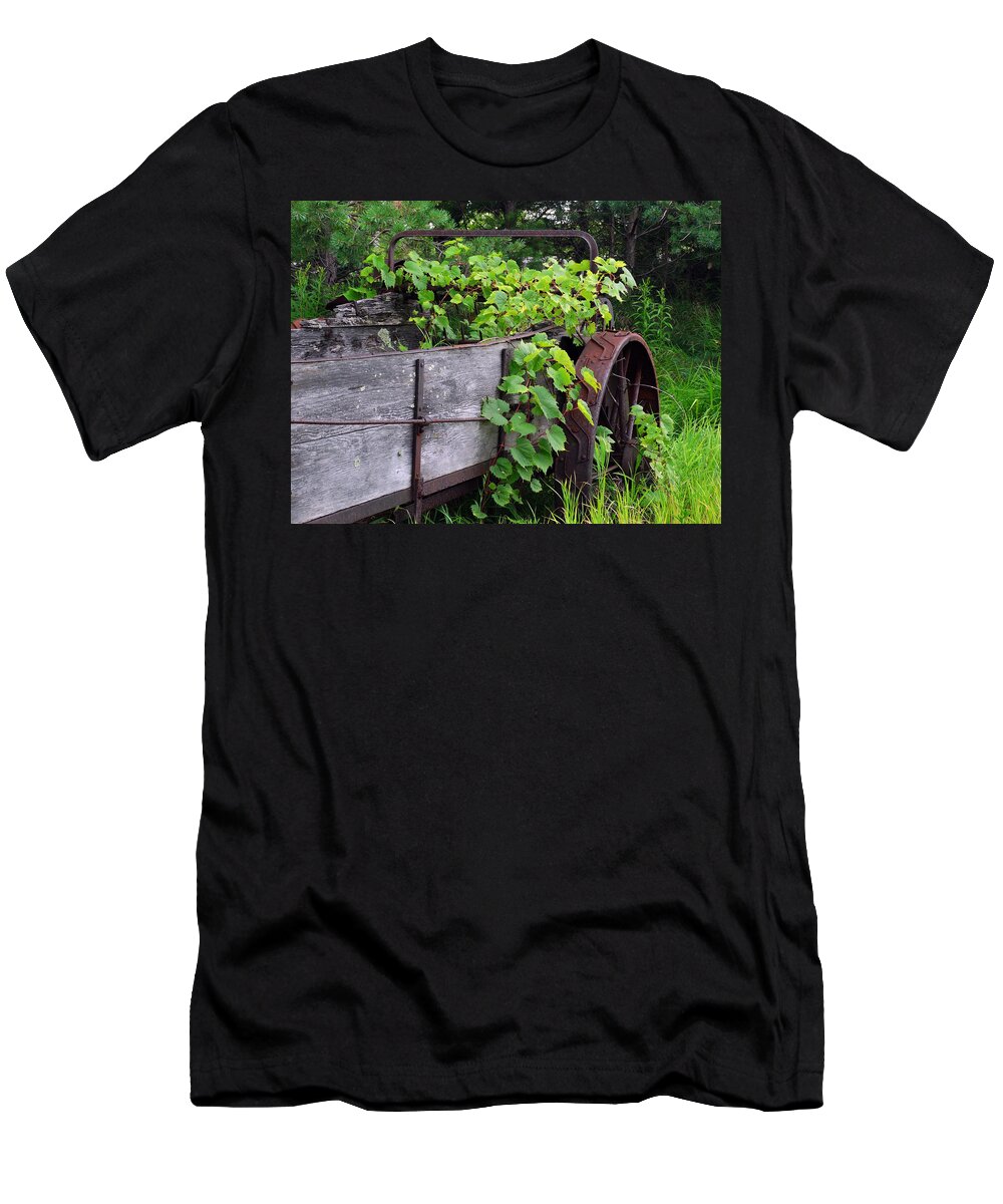 Farm Equipment T-Shirt featuring the photograph Overgrown Farm Implement by David T Wilkinson