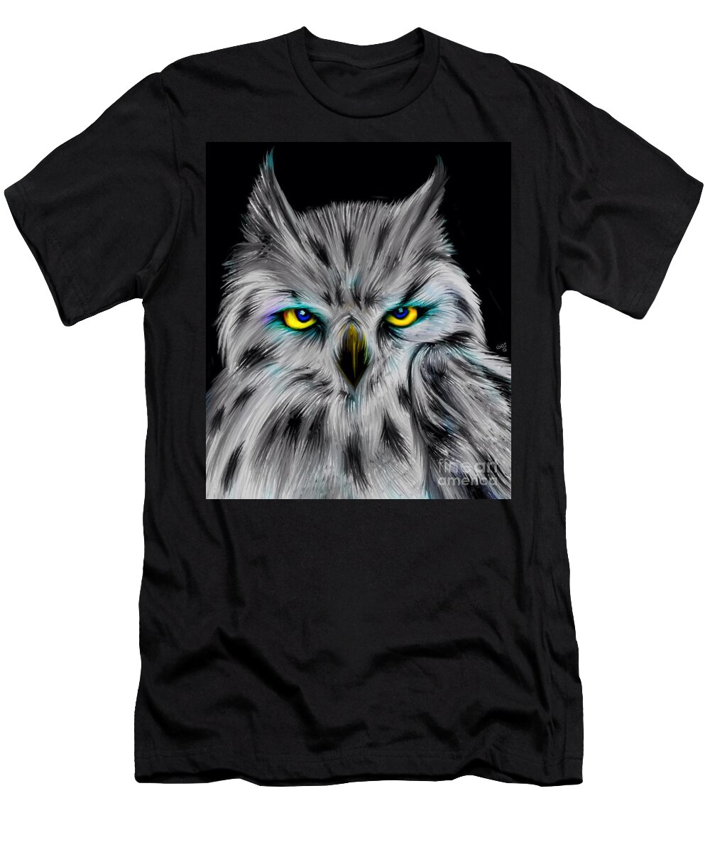 Owls T-Shirt featuring the digital art Owl Eyes by Nick Gustafson