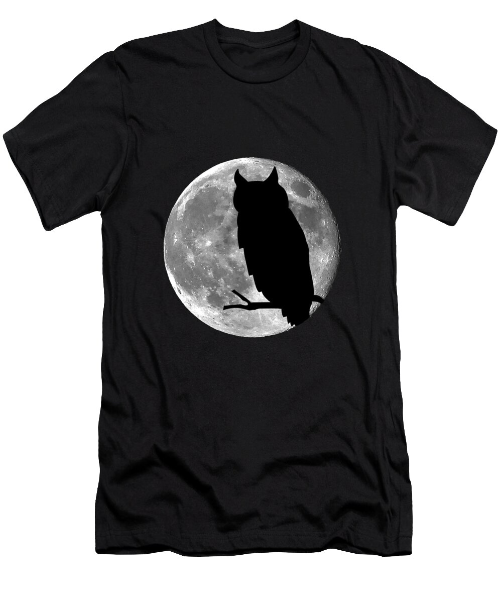 Owl Silhouette T-Shirt featuring the photograph Owl Moon .png by Al Powell Photography USA