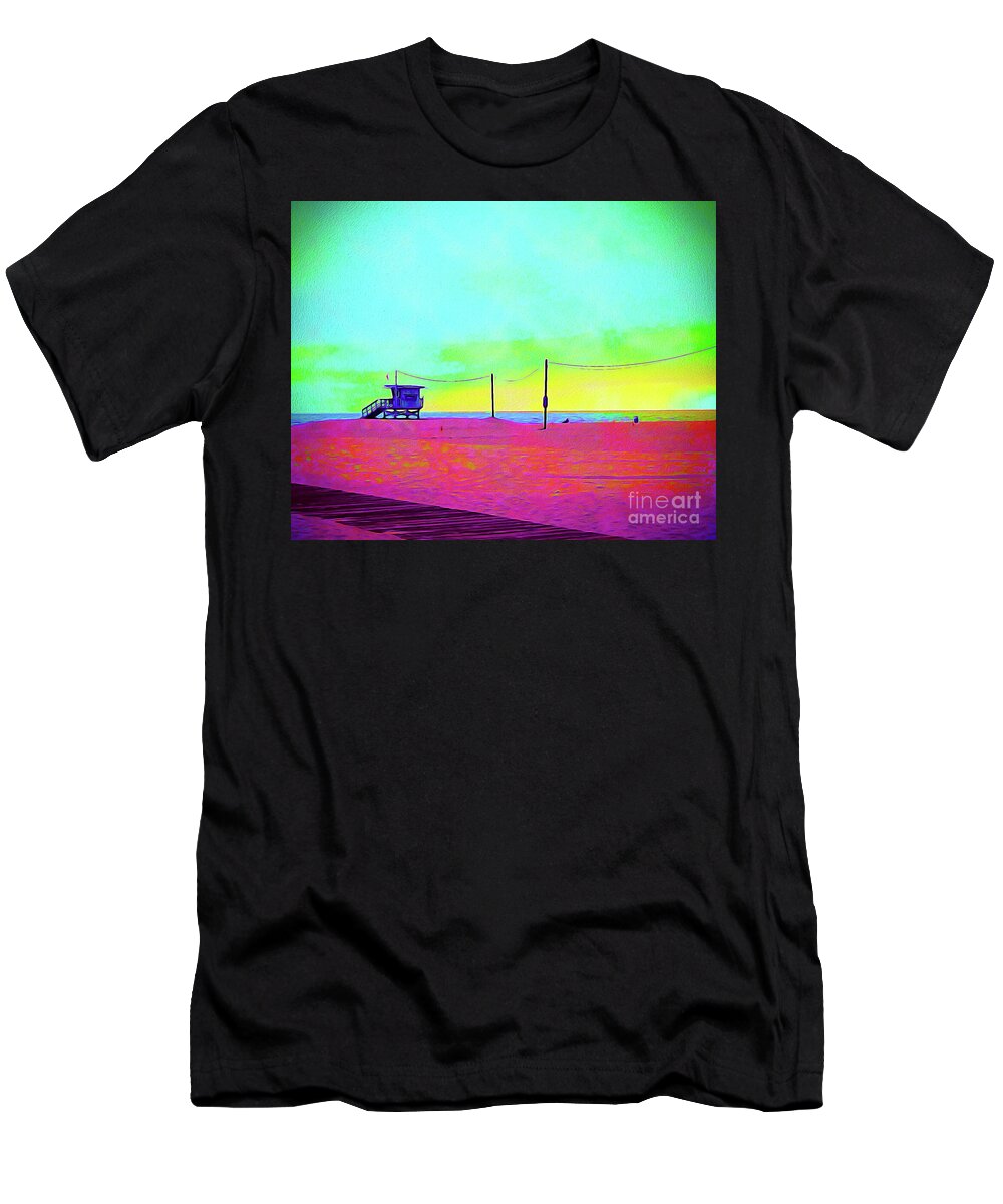 California T-Shirt featuring the painting Painted Santa Monica I by Chris Andruskiewicz