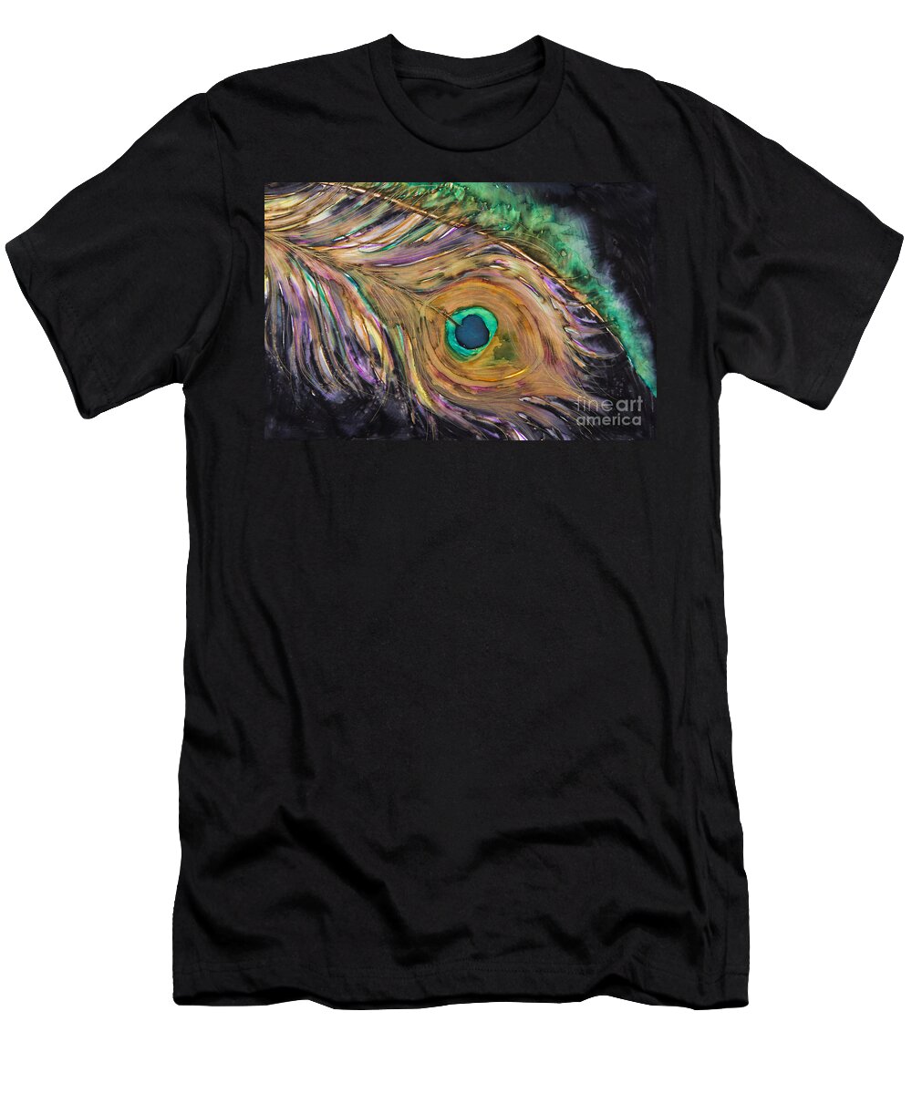 Feather T-Shirt featuring the photograph Painting of a colourful feather by Tara Thelen