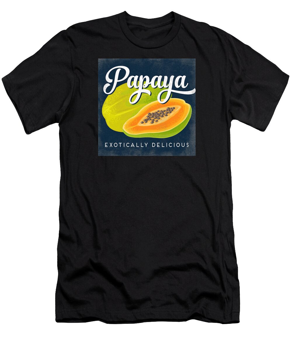 Papaya Vintage Fruit Label T-Shirt by Flo Karp - Pixels