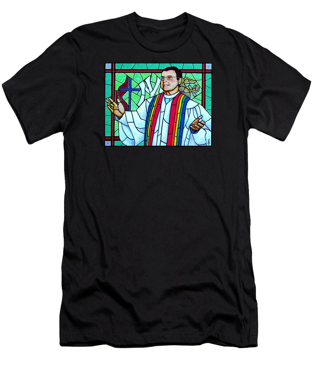 Pastor T-Shirt featuring the painting Pastor Charlie by Jim Harris