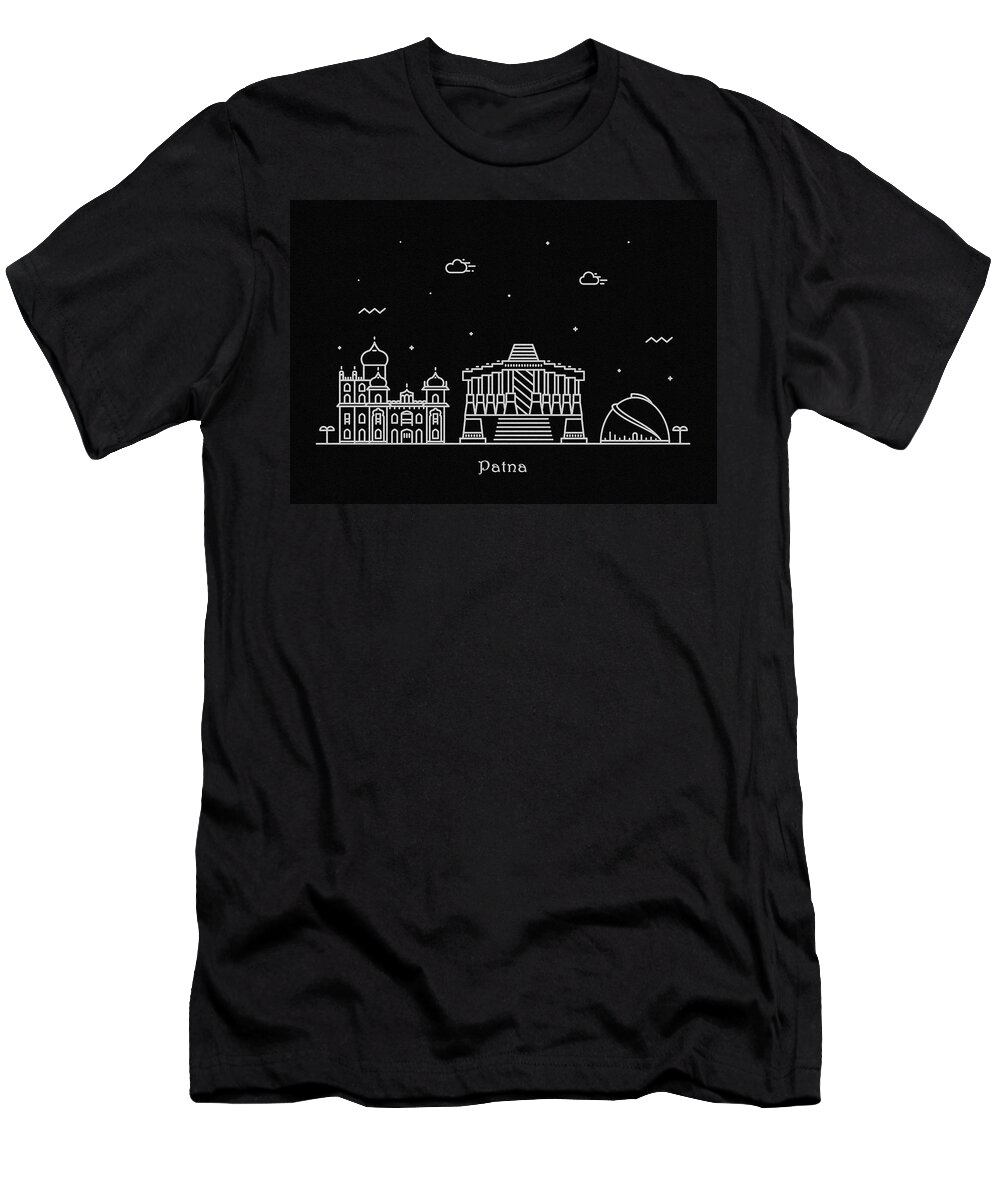 Patna T-Shirt featuring the drawing Patna Skyline Travel Poster by Inspirowl Design