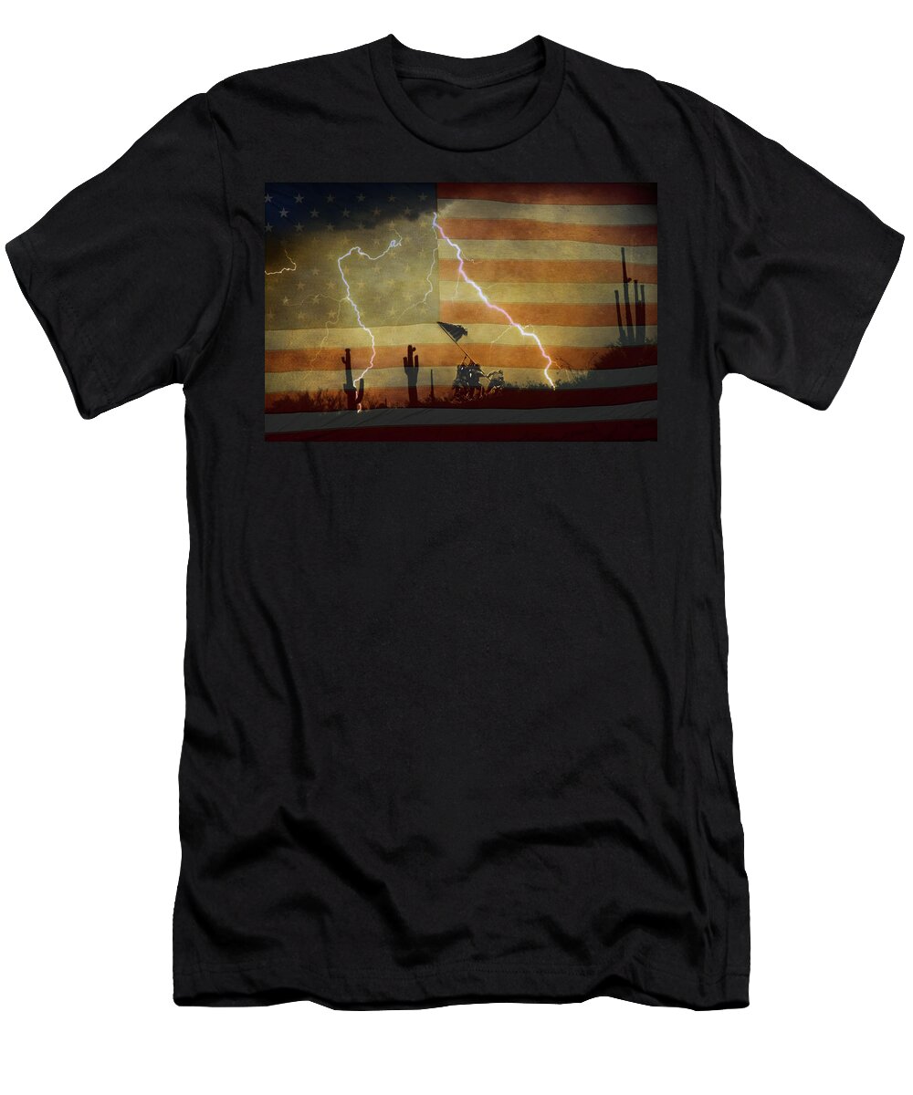 Lightning T-Shirt featuring the photograph Patriotic Operation Desert Storm by James BO Insogna
