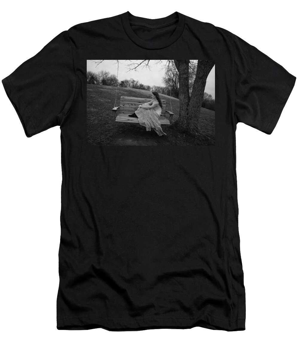 Black And White T-Shirt featuring the photograph Peaceful Swing by Tom Hufford