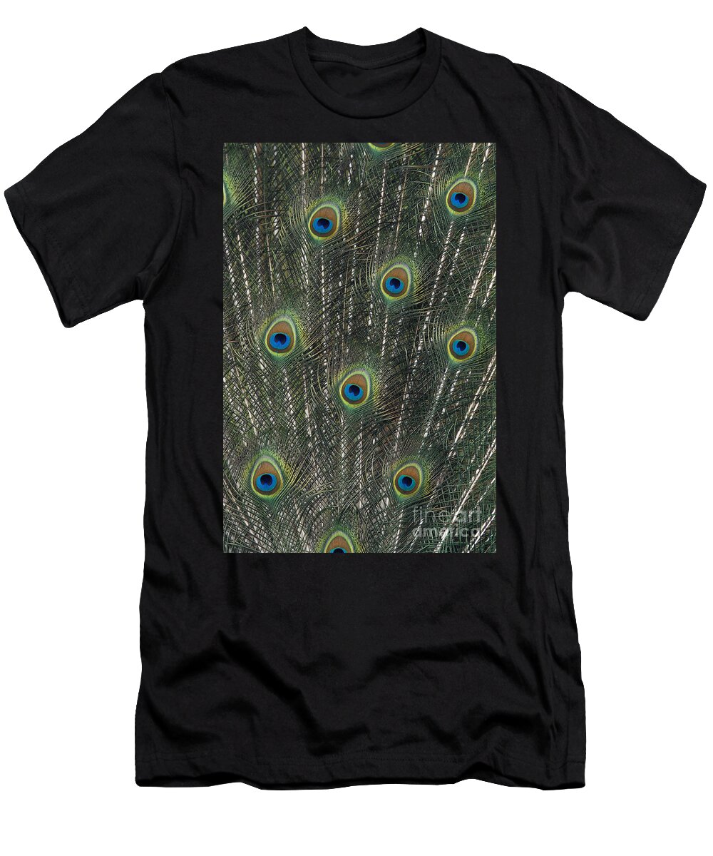 Animal Art T-Shirt featuring the photograph Peacock Feathers by Greg Vaughn - Printscapes