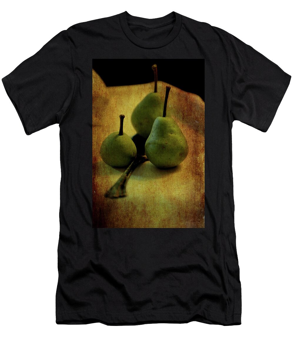 Pears T-Shirt featuring the mixed media Pearfect Friendship Textured by Lesa Fine