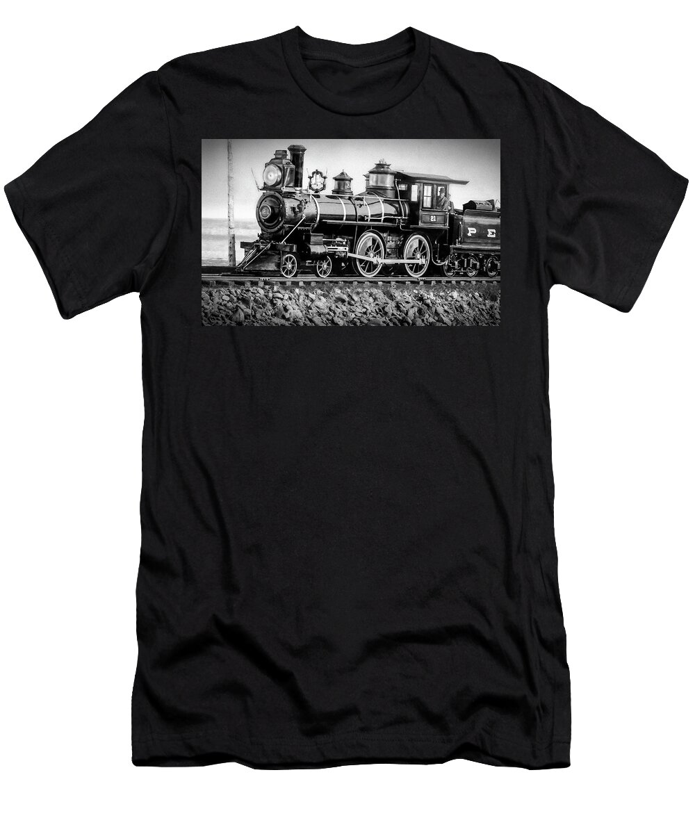 Locomotive T-Shirt featuring the photograph Peir Locomotive #21 by Franchi Torres