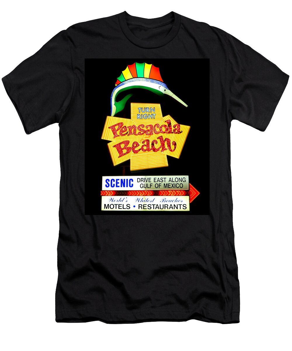 Pensacola T-Shirt featuring the photograph Pensacola Beach Turn Right by Larry Beat