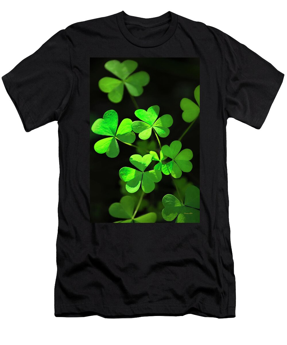 Clover T-Shirt featuring the photograph Perfect Green Shamrock Clovers by Christina Rollo