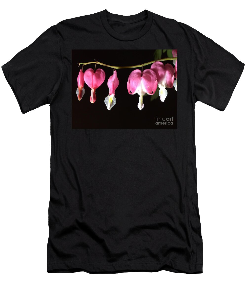 Photograph T-Shirt featuring the photograph Photograph of Pink Bleeding Heart by Delynn Addams by Delynn Addams