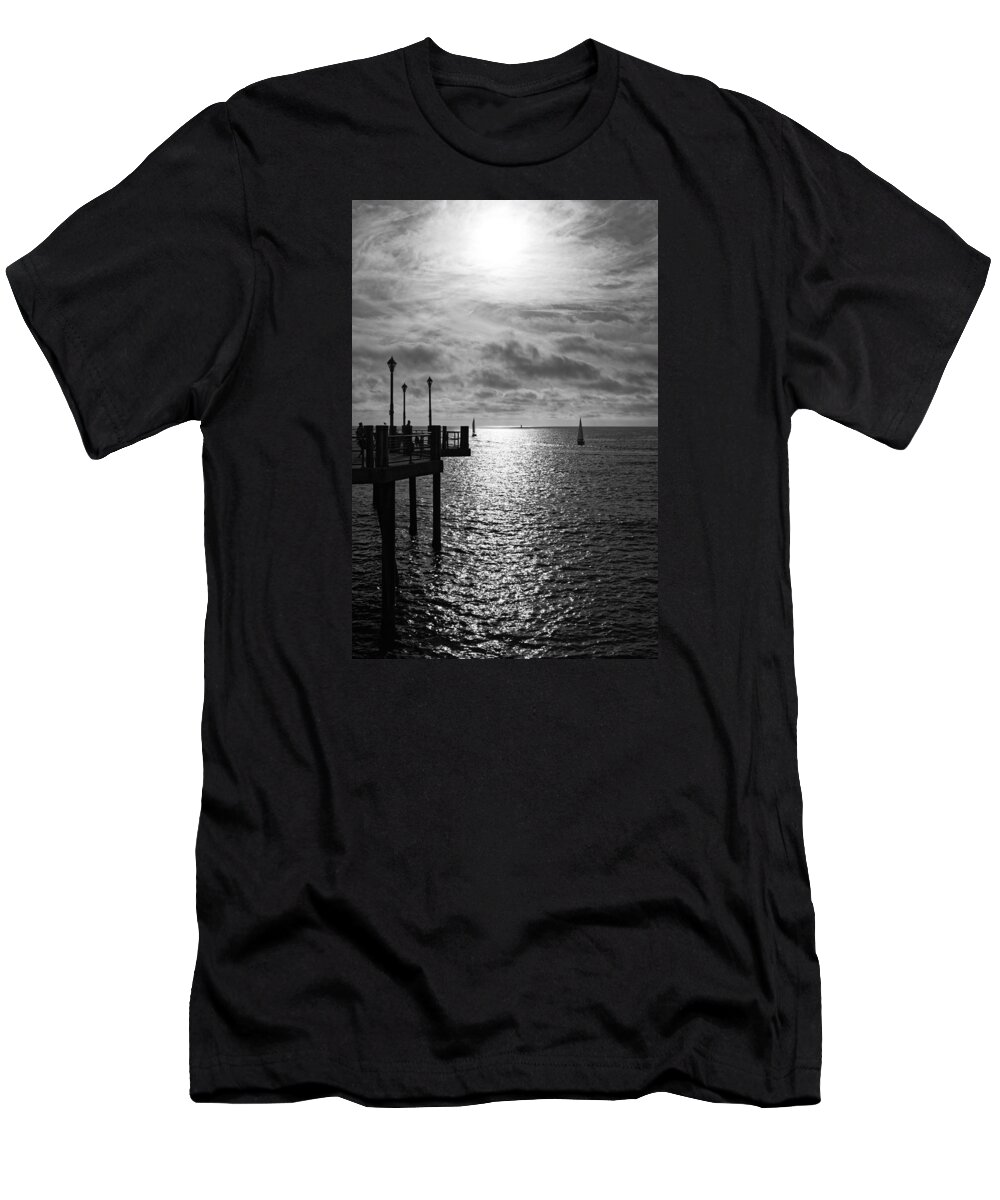 Sun T-Shirt featuring the photograph Pier into the Sun by Michael Hope