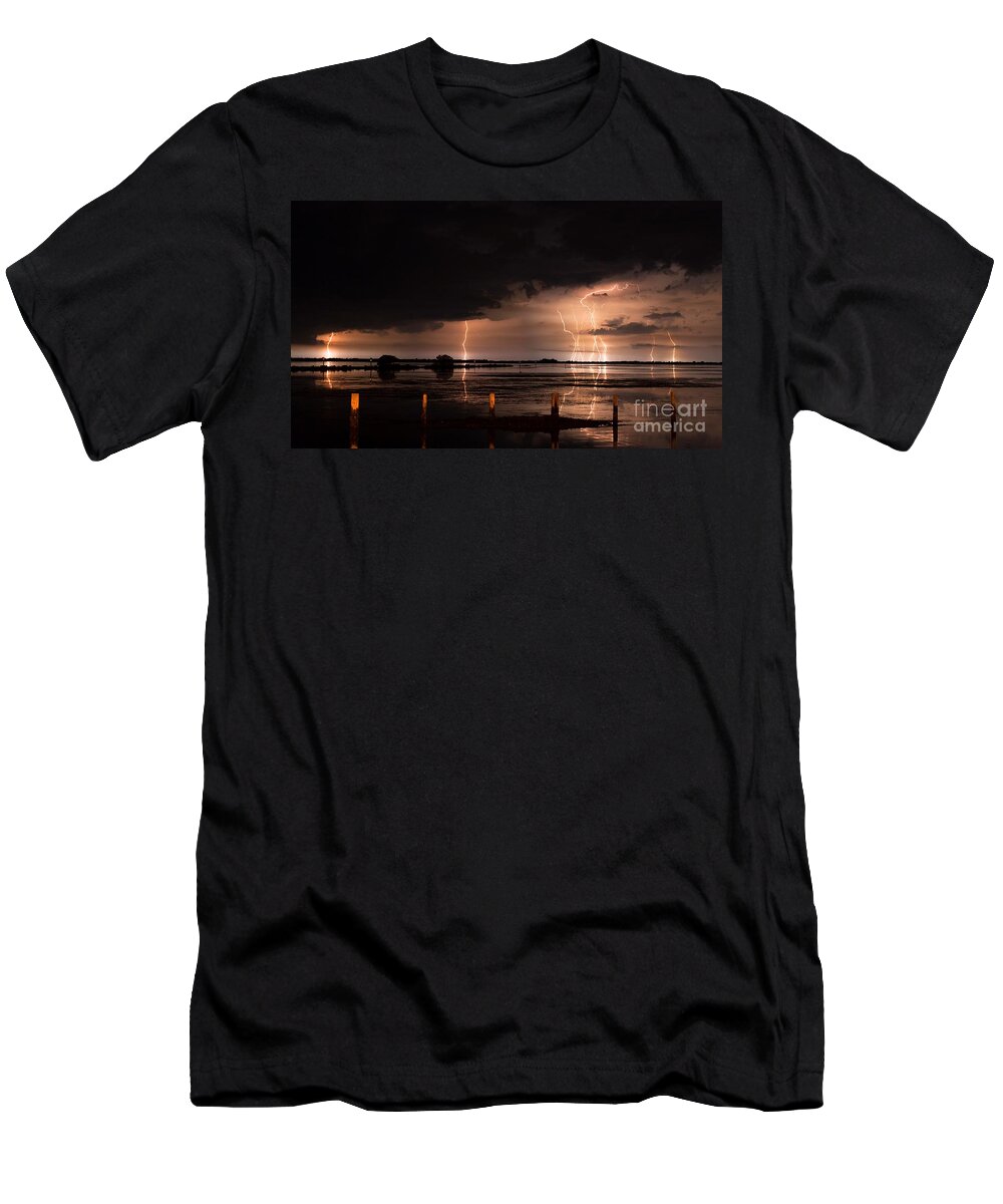 Lightning T-Shirt featuring the photograph Pineland Nights by Quinn Sedam