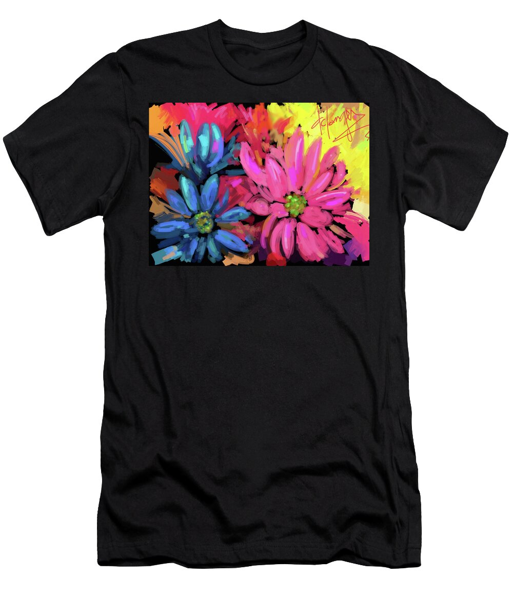Flower T-Shirt featuring the painting Pink Flower by DC Langer