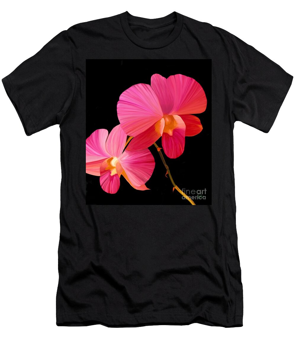 Pink Flower T-Shirt featuring the painting Pink Lux by Rand Herron