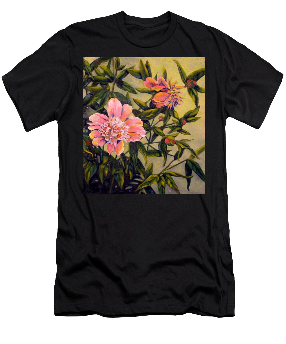 Oil Painting T-Shirt featuring the painting Pink Peonies by Tamara Kulish