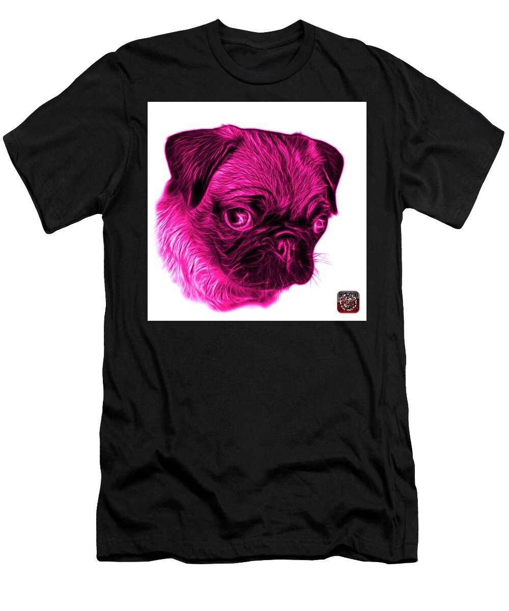 Pink T-Shirt featuring the digital art PInk Pug - 9567 FS W by James Ahn