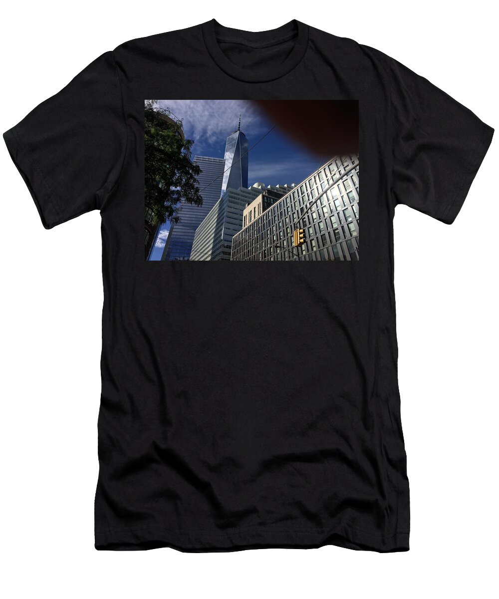 New York T-Shirt featuring the photograph Pointing towards the Sky by Val Oconnor