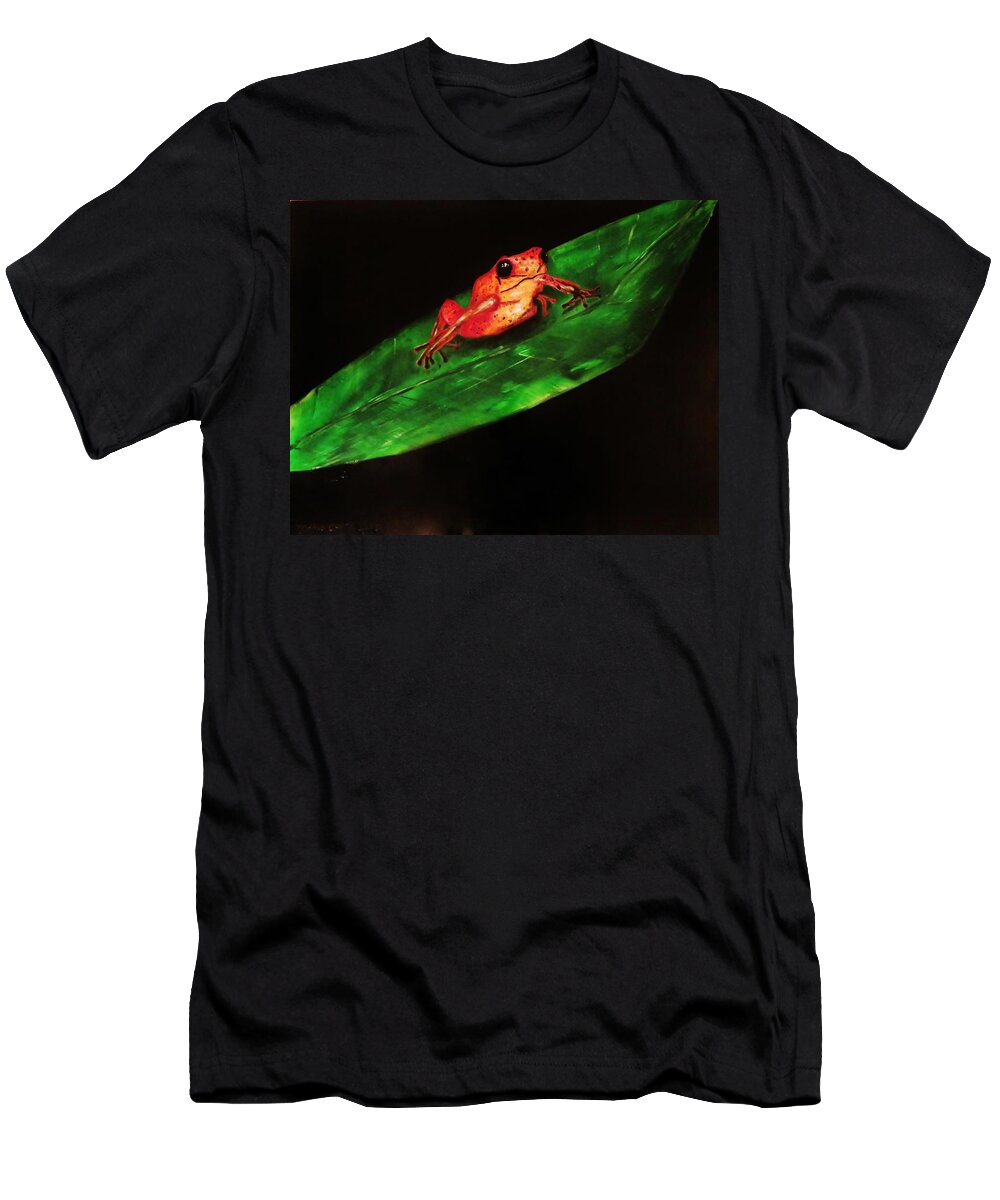 Frog T-Shirt featuring the painting Poison Dart Frog by Mario Carta