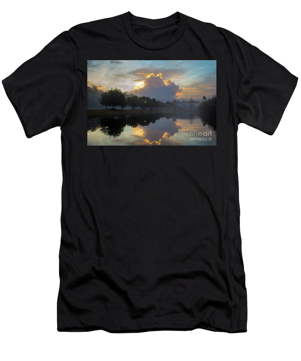 Fog T-Shirt featuring the photograph Pond Reflections in the Fog by Dale Powell